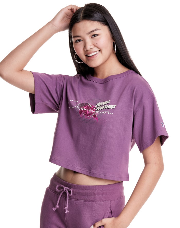 Champion Womens T-Shirt NZ - Merlot Artist Series Heritage Cropped Purple ( 3675-KPEGO )